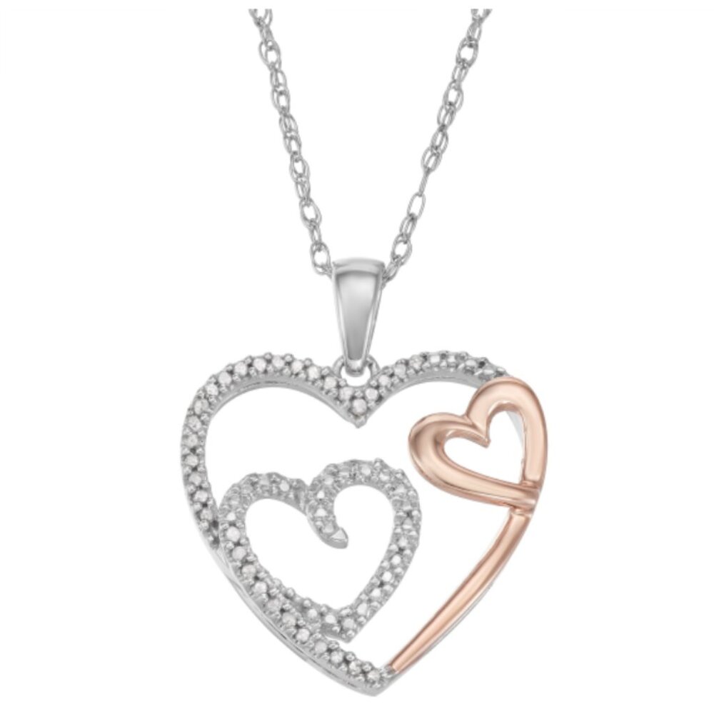 Diamond Muse 2-Tone Heart Pendant Necklace- Perfect for Christmas!